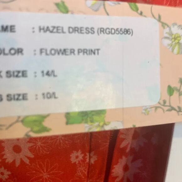 Copied - Unique Vintage Red Floral 50s Retro Swing Dress Sz US 10 #0083 - Picture 6 of 7